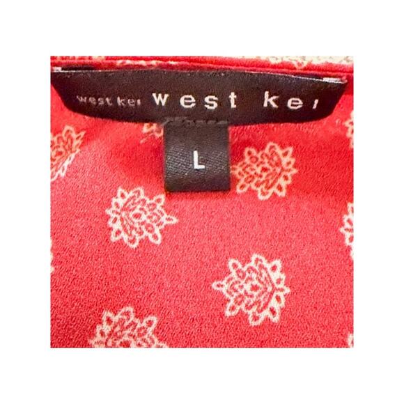West Kei Red Boho Print Button-Front Top – Size L - Picture 5 of 7